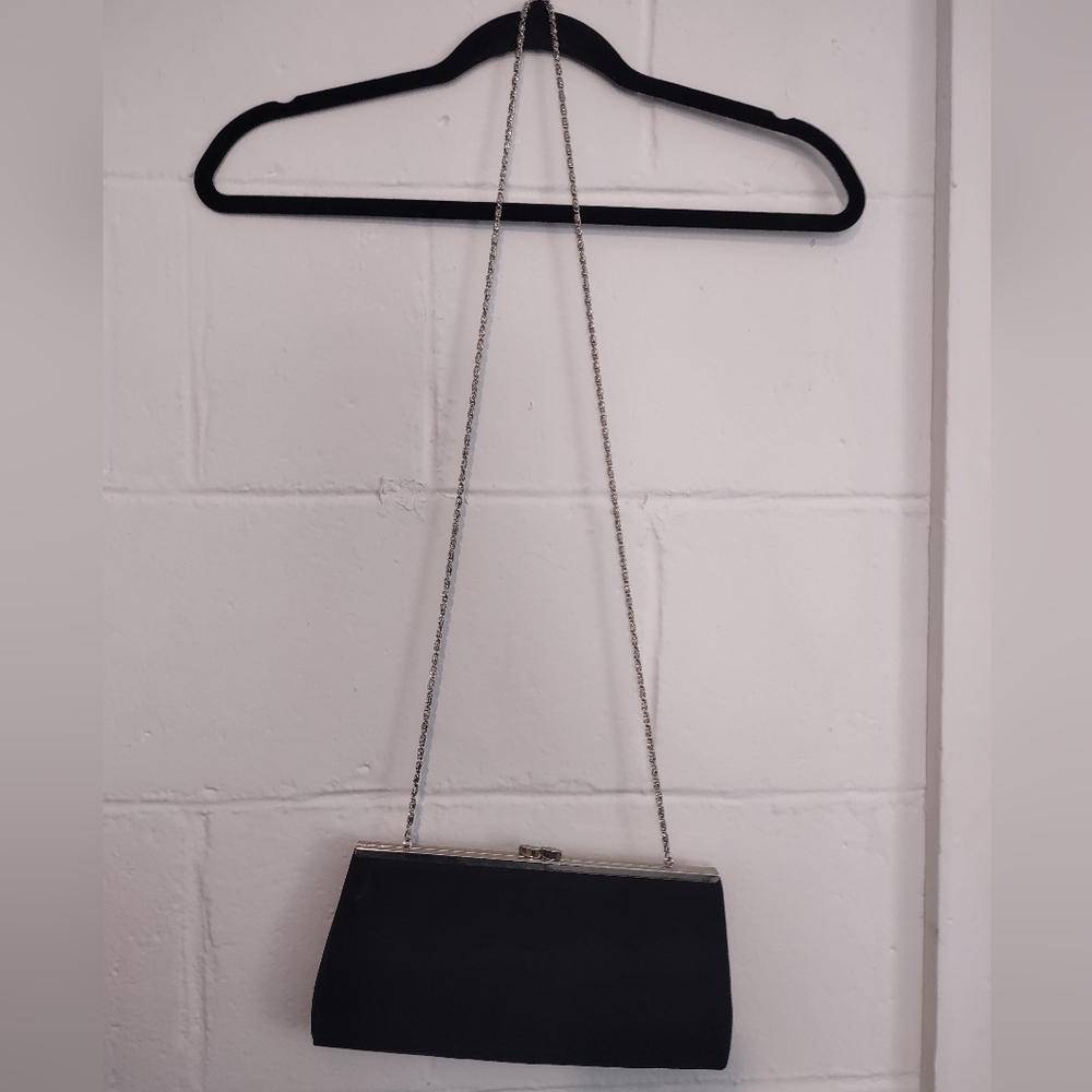 Sasha New York Black purse with silver chain strap